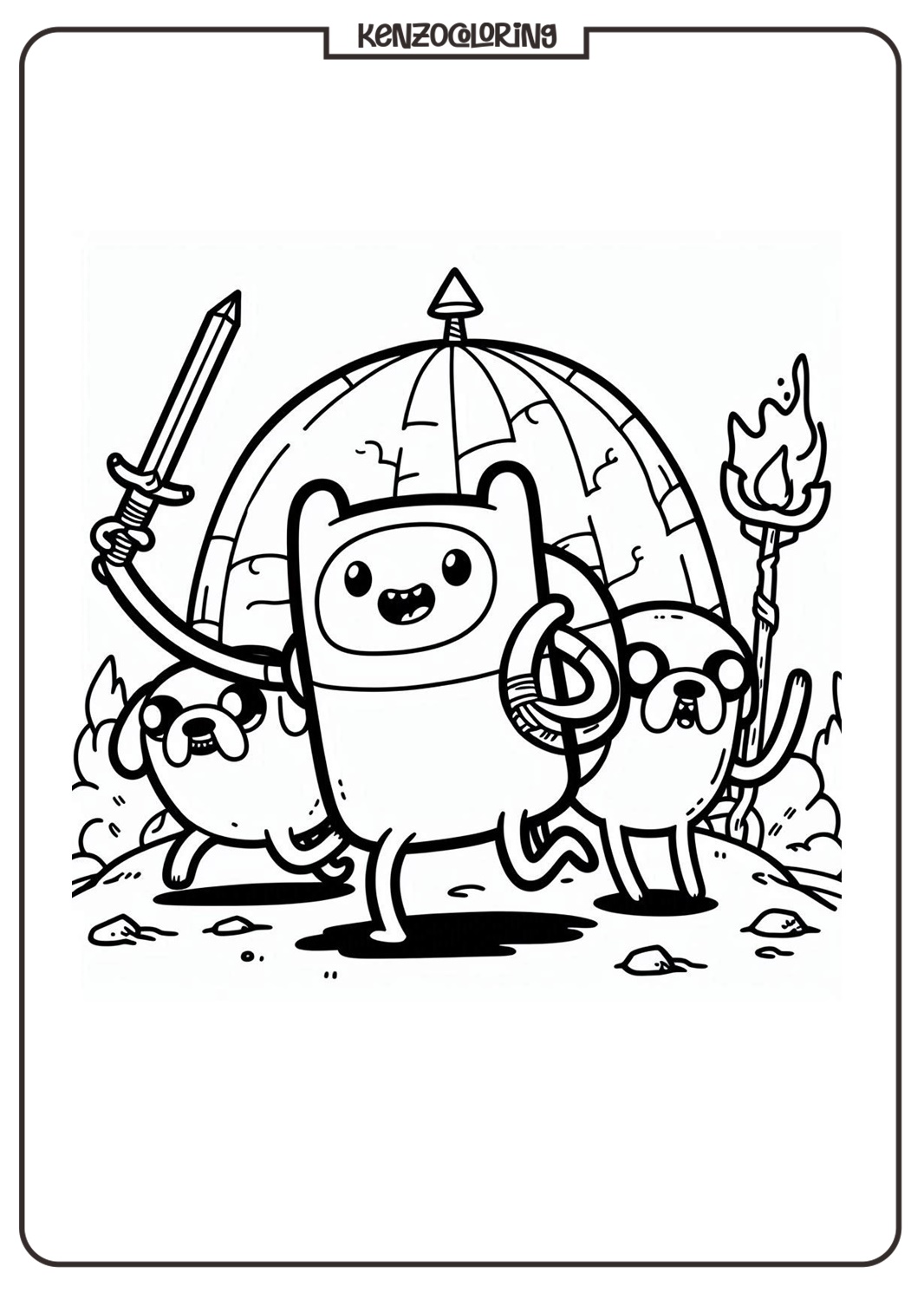 Adventure Time Coloring Page 4 Coloring Page Adventure Time for Kids - kenzocoloring.org