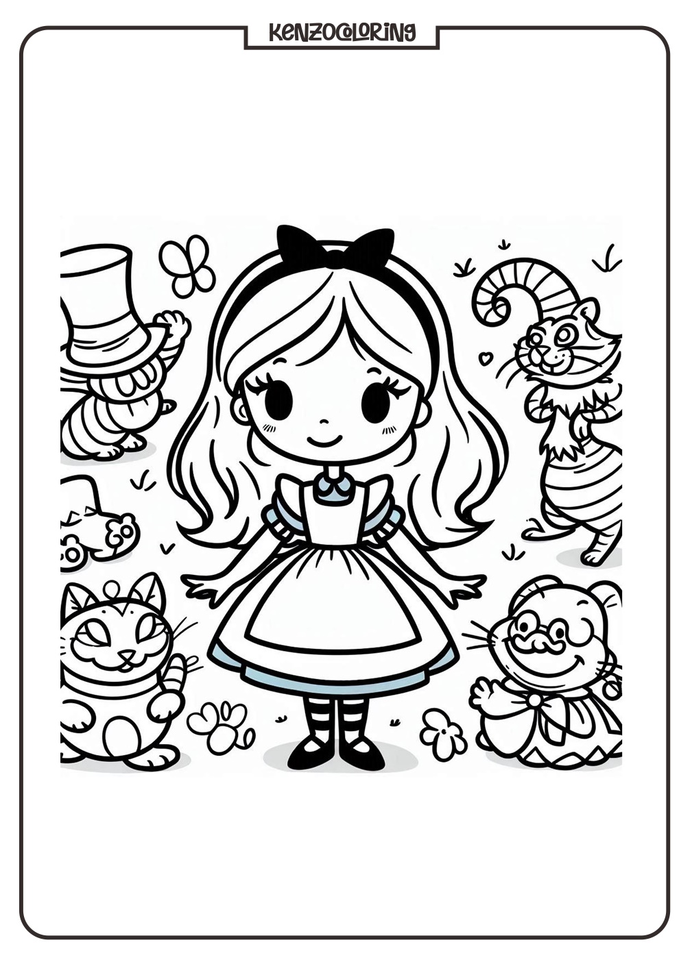 Disney Alice In Wonderland Coloring Page 1 Alice in Wonderland Coloring Page - kenzocoloring.org