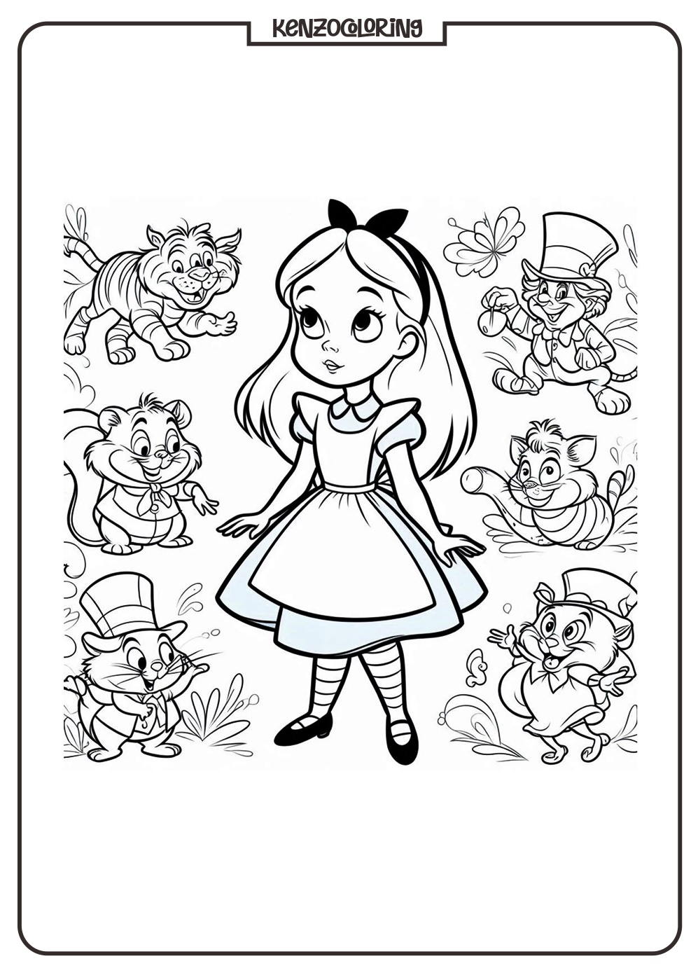 Disney Alice In Wonderland Coloring Page 2 Alice in Wonderland Coloring Pages - kenzocoloring.org