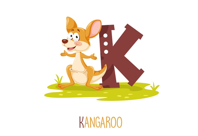 Alphabet Letter K with Kangaroo Coloring Page 1 Alphabet Letter K with Kangaroo Coloring Page