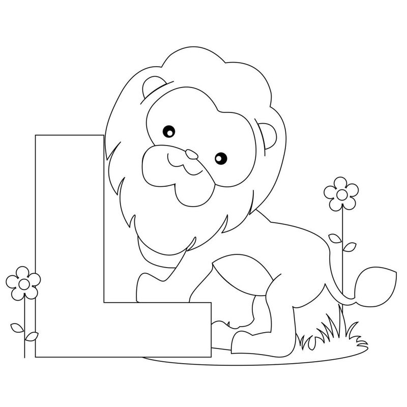 Alphabet Letter L with Lion Image Coloring Page for Kids 1 Alphabet Letter L with Lion Coloring Pages