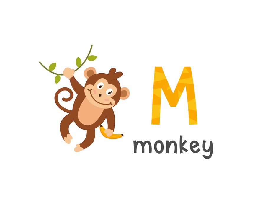 Alphabet Letter M with Monkey Image Coloring Page 2 Alphabet Letter M with Monkey Coloring Pages