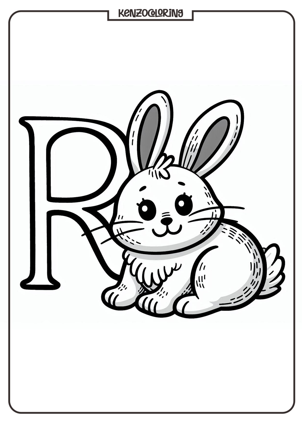 Alphabet Letter R with Rabbit Coloring Page 1 Alphabet Letter R with Rabbit Coloring Online Pages for Kids