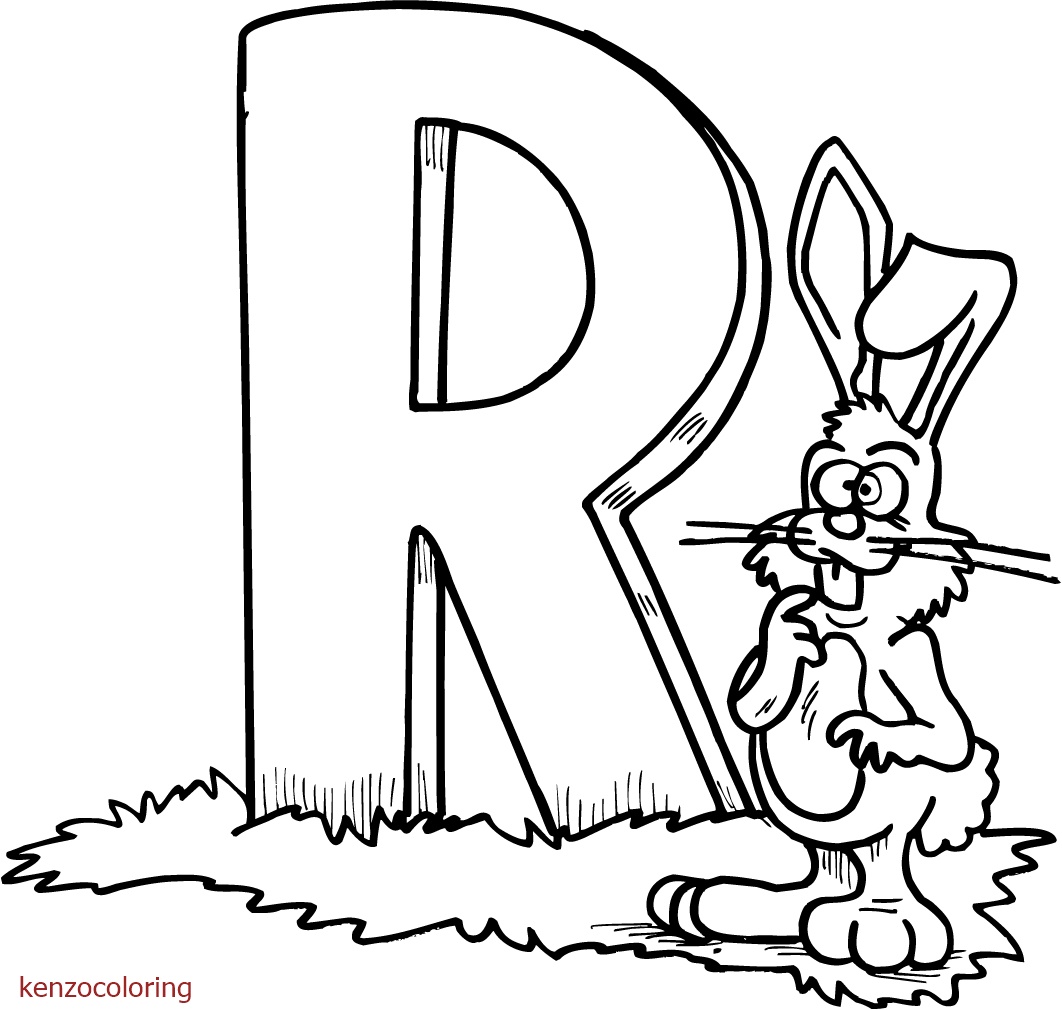 Alphabet Letter R with Rabbit Coloring Page 3 Alphabet Letter R with Rabbit Coloring Pages