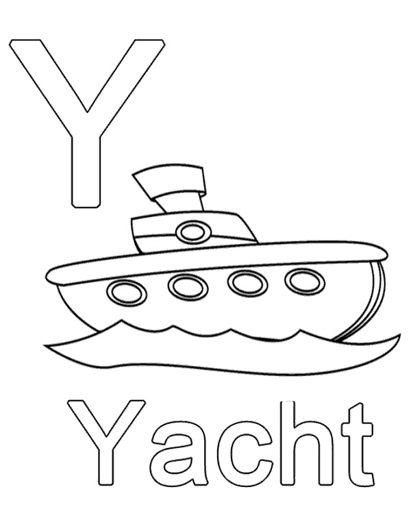 Alphabet Letter Y Coloring Page 1 Alphabet Letter Y with Yacht Coloring Pages