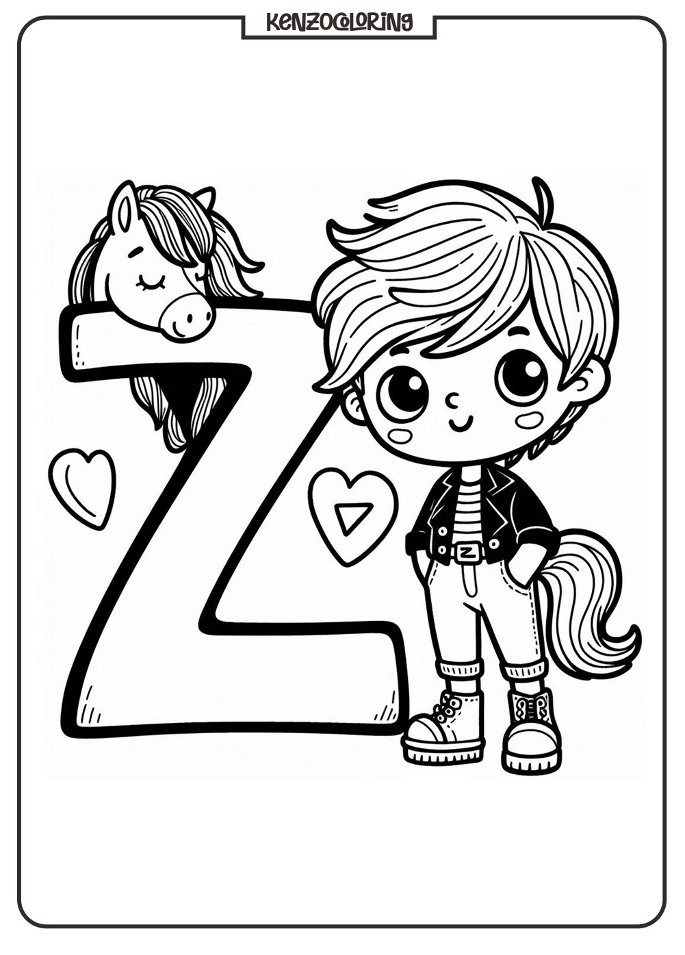Alphabet Letter Z with Zebra Coloring Page for Kids 2 Alphabet Letter Z with Zebra Coloring Online Page