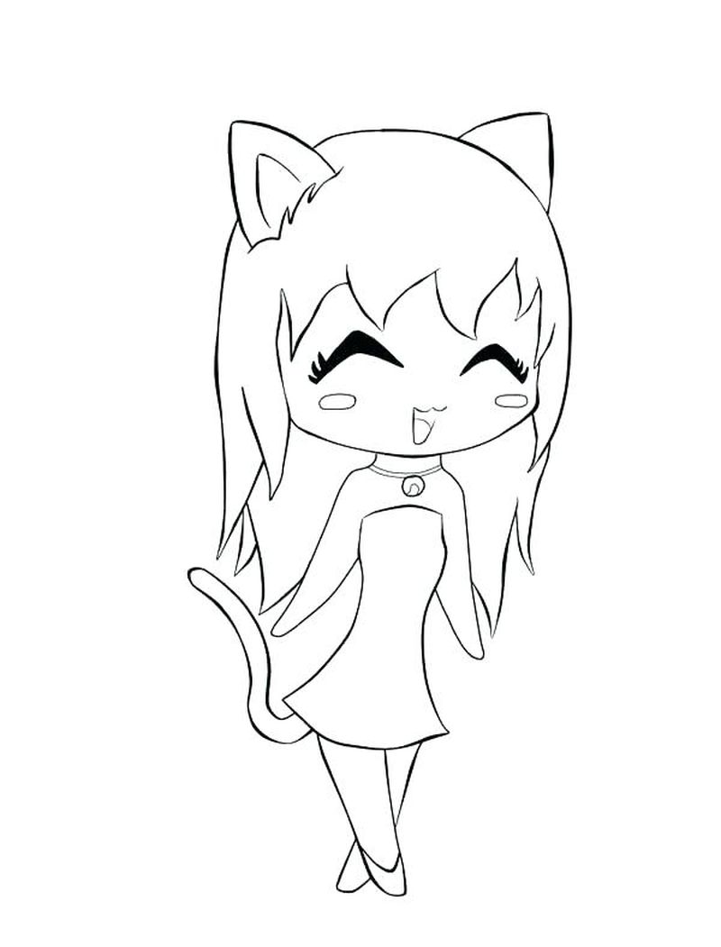 Anime Cat Girl Coloring Page 2 Anime Cat Girl Coloring Page