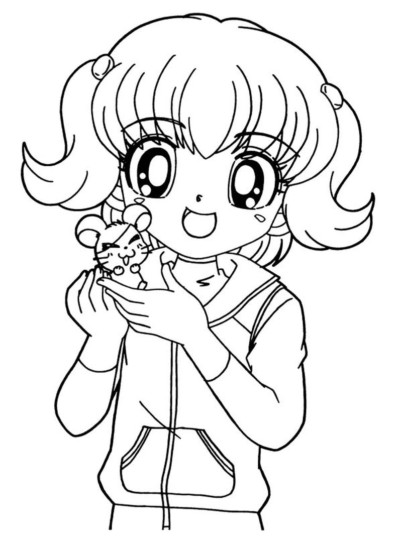 Anime Cute Girl Coloring Page 1 Anime Cute Girl Coloring Pages