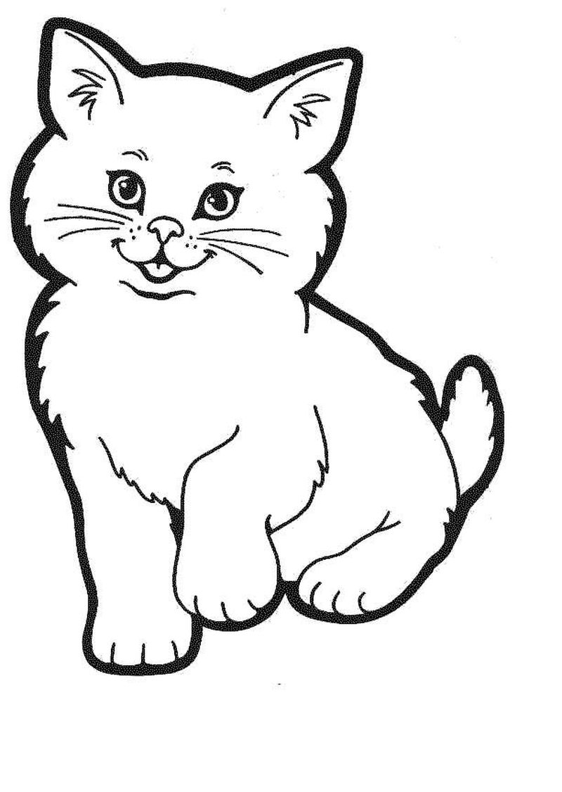 Sweet Kitten Coloring Page 2 Christmas Cat Coloring Pages