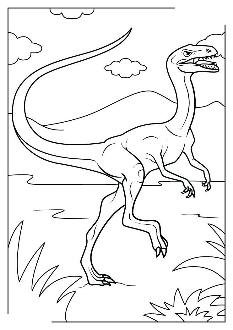 Slender Body and Sharp Teeth, Compsognathus Coloring Page 2 Compsognathus Coloring Page