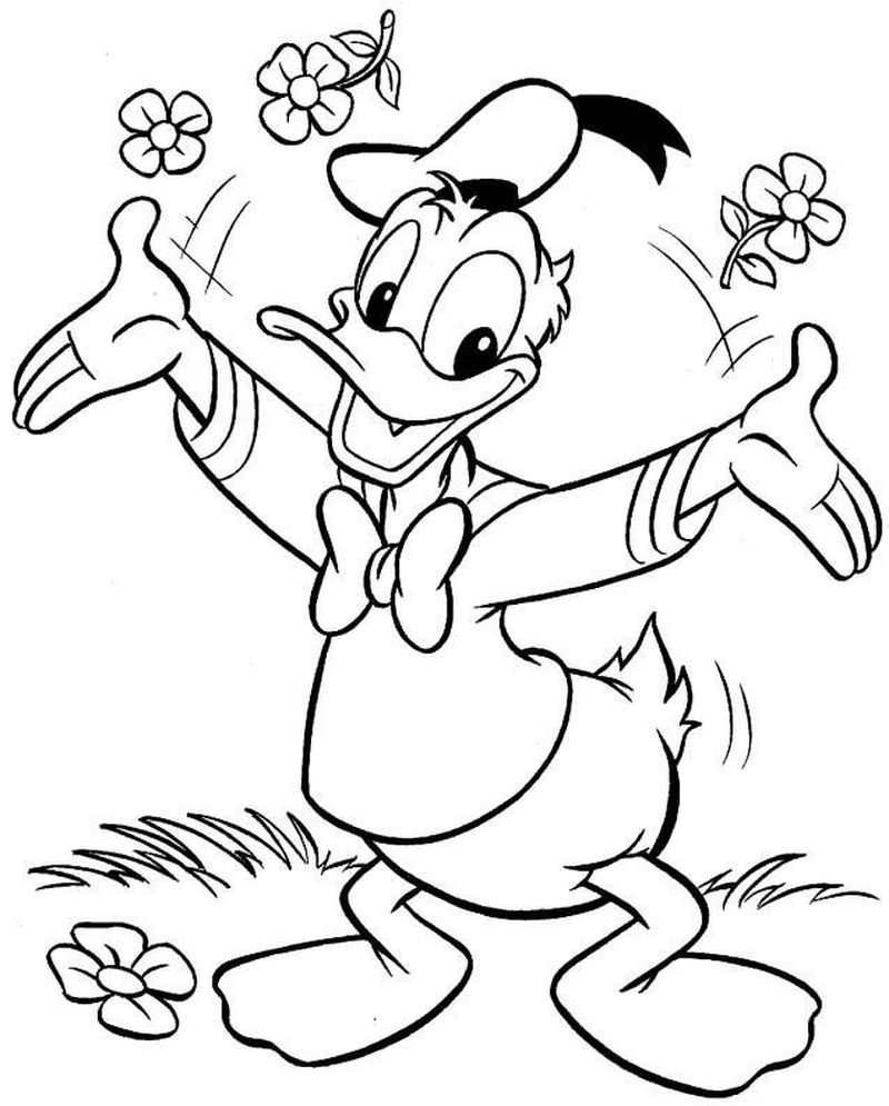 The Whimsical World of Donald Duck Coloring Page 1 Donald Duck Coloring Page Image