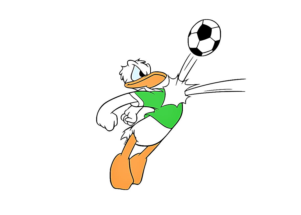 Donald Duck Play Soccer Coloring Page 1 Donald Duck Play Soccer Coloring Image