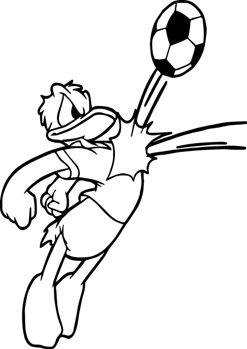 Donald Duck Play Soccer Coloring Page 2 Donald Duck Play Soccer Coloring Page