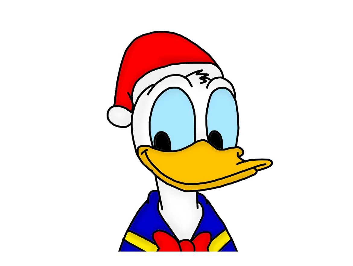 Donald Duck With Santa Hat Coloring Page 1 Donald Duck With Santa Hat Coloring Image