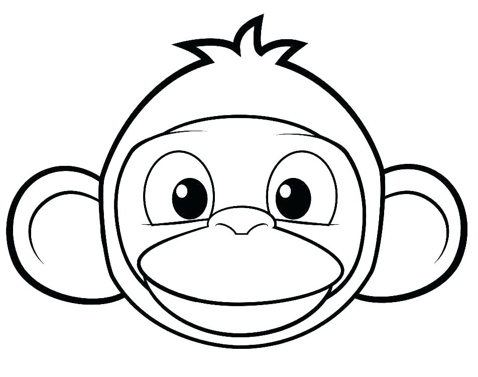 Monkey Face Cartoon Coloring Page for Kids 1 Face Monkey Cartoon Coloring Page