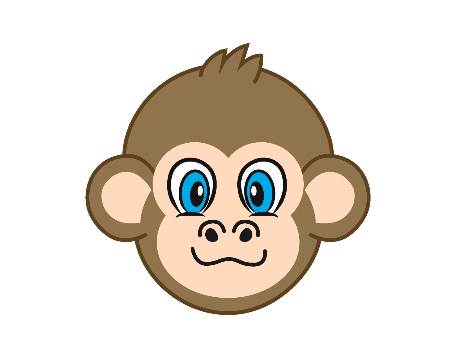 Monkey Face Cartoon Coloring Page for Kids 2 Face Monkey Cartoon Coloring