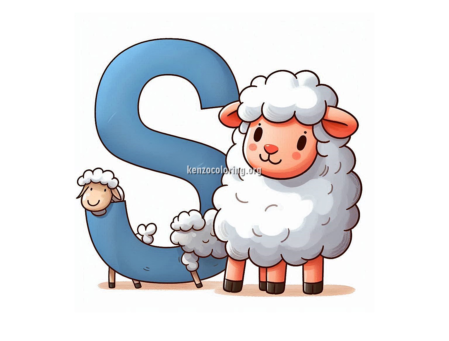 Image a Alphabet Letter S with Sheep Coloring