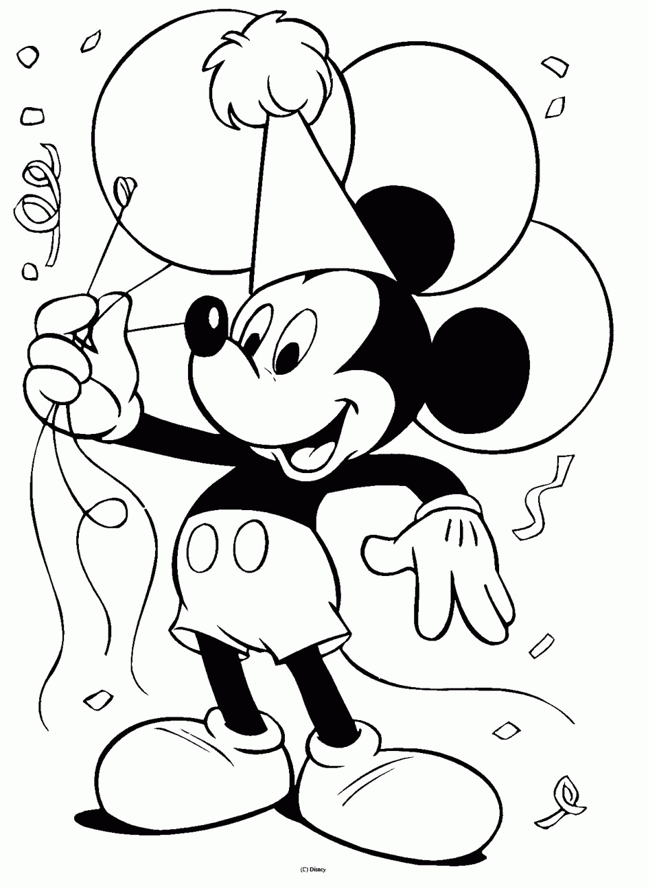 Mickey Mouse with Balloon Coloring Pages 2 Mickey Mouse Coloring Pages Happy