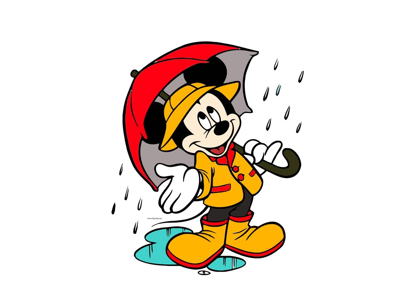 Mickey Mouse with Umbrella Coloring Page