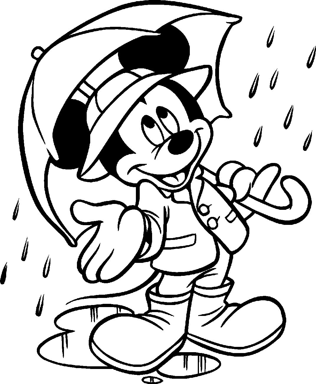 Mickey Mouse with Umbrella Coloring Page 2 Mickey Mouse with Umbrella Coloring Page