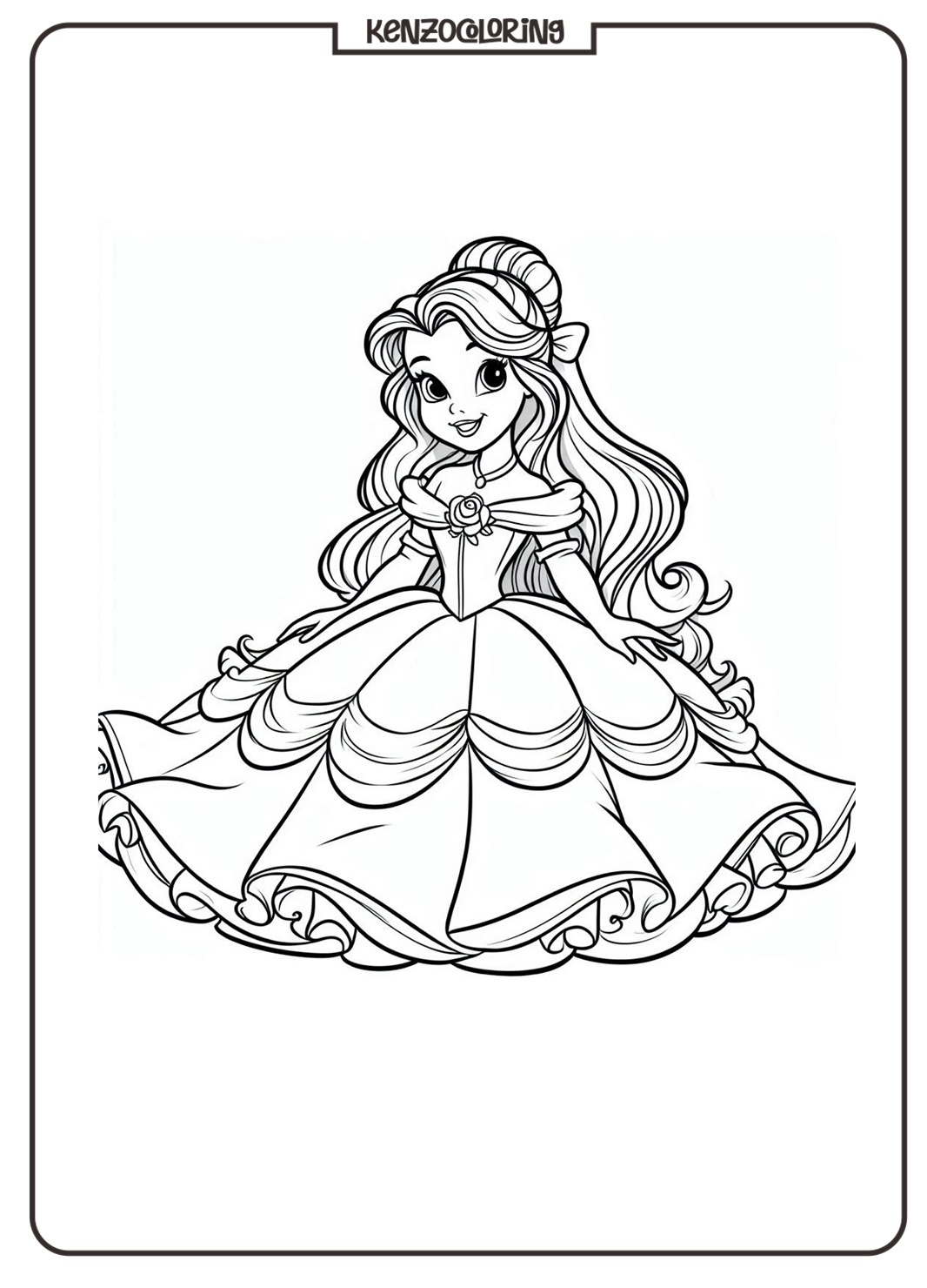 Princess Belle Coloring Page 2 Princess Belle Coloring Pages - Kenzocoloring.org