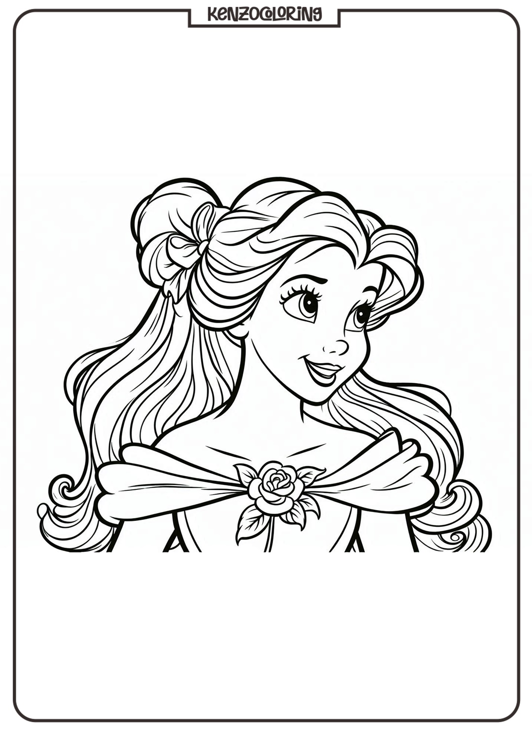 Princess Belle Coloring Page 3 Princess Belle Coloring Pages for Kids - Kenzocoloring.org