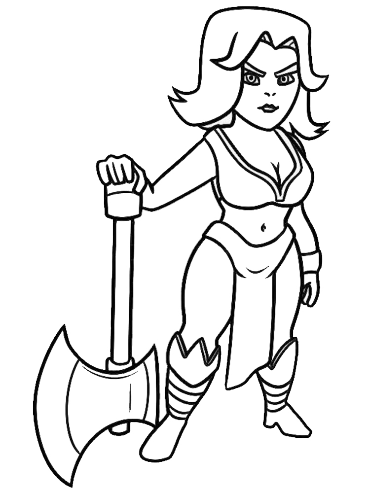 Valkyrie Clash Royale Coloring Page 1 Valkyrie clash royale coloring page