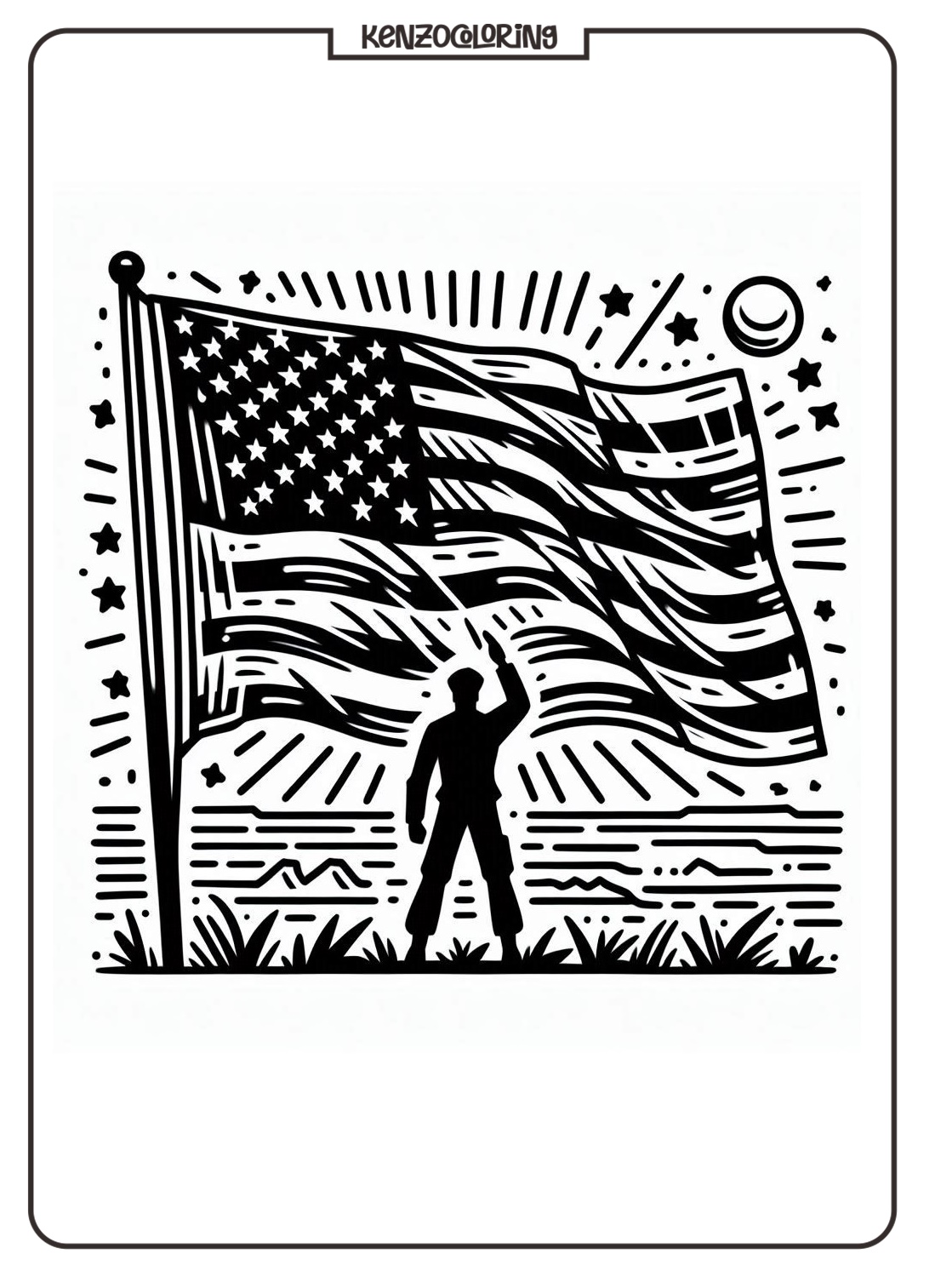 american flag coloring page for kids - kenzocoloring.org
