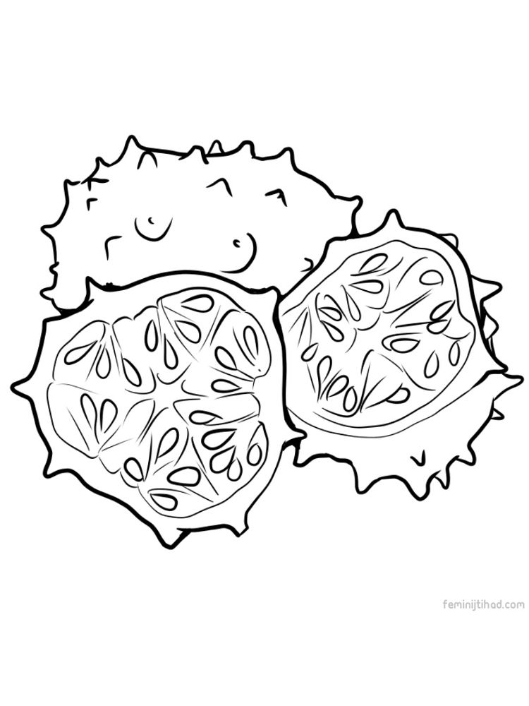 Kiwano Fruit Coloring Pages 1 free kiwano coloring images printable