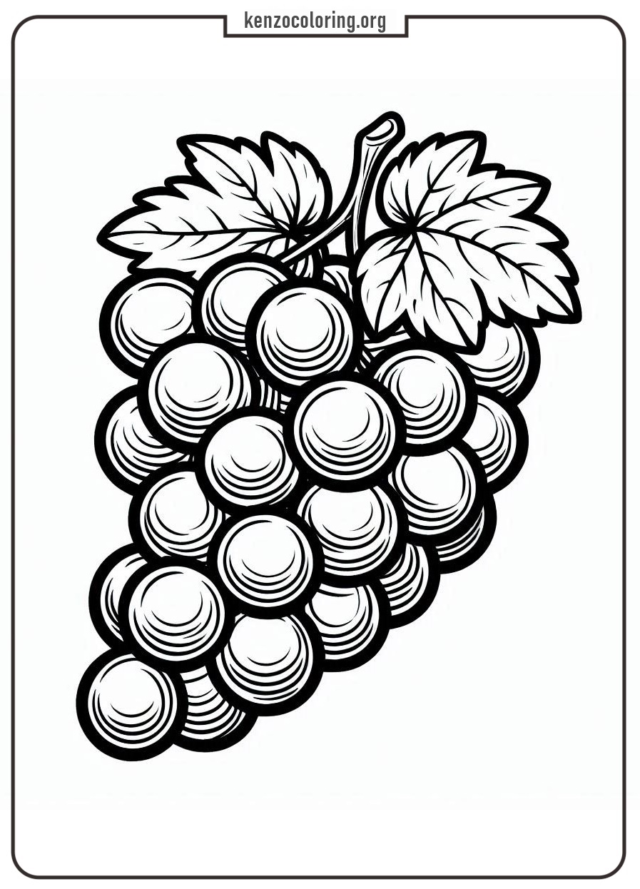 Favorite Fruit Grape Coloring Page 2 grape coloring picture online - kenzocoloring