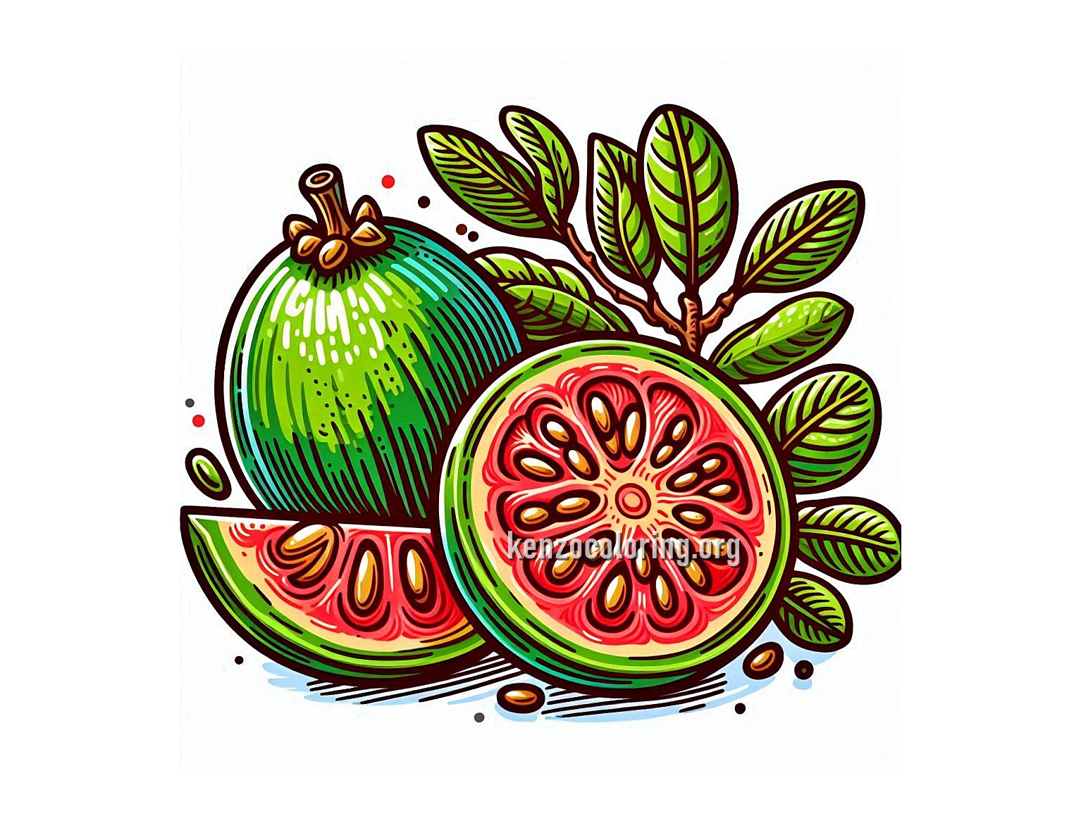 Unique Oval Shaped Fruit, Feijoa Coloring Page 2 image a feijoa fruit coloring
