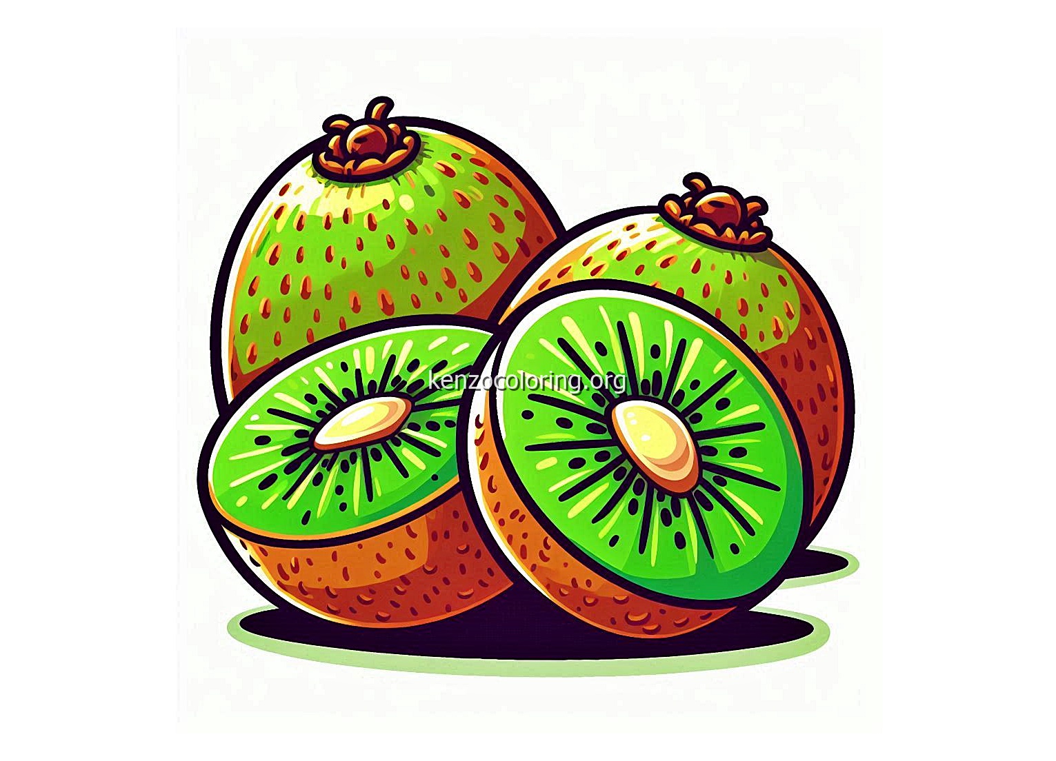Kiwi Fruit Coloring Page 2 image a kiwi fruit coloring
