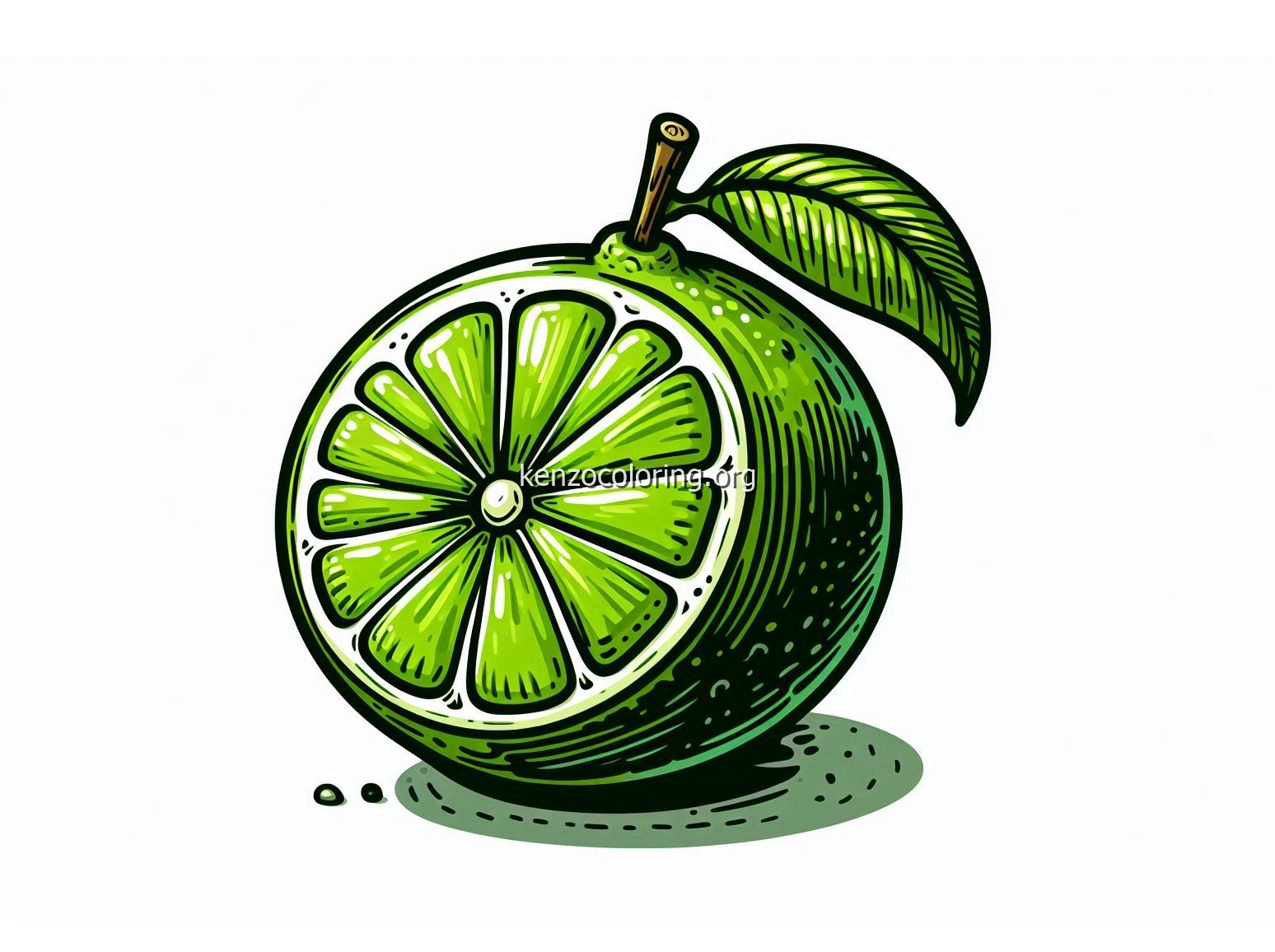 Popular Green Citrus Fruit, Lime Coloring Page 3 image a lime coloring