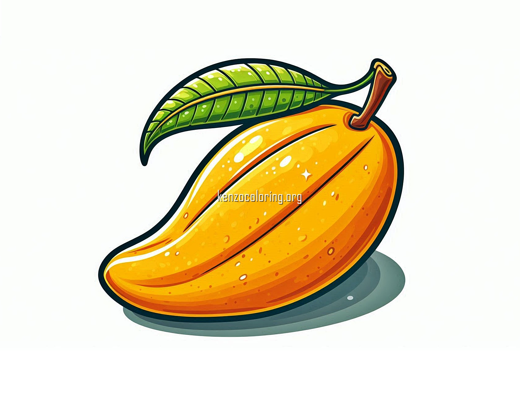 Sweet and Delicious Fruit, Mango Coloring Pages 4 image a mango coloring
