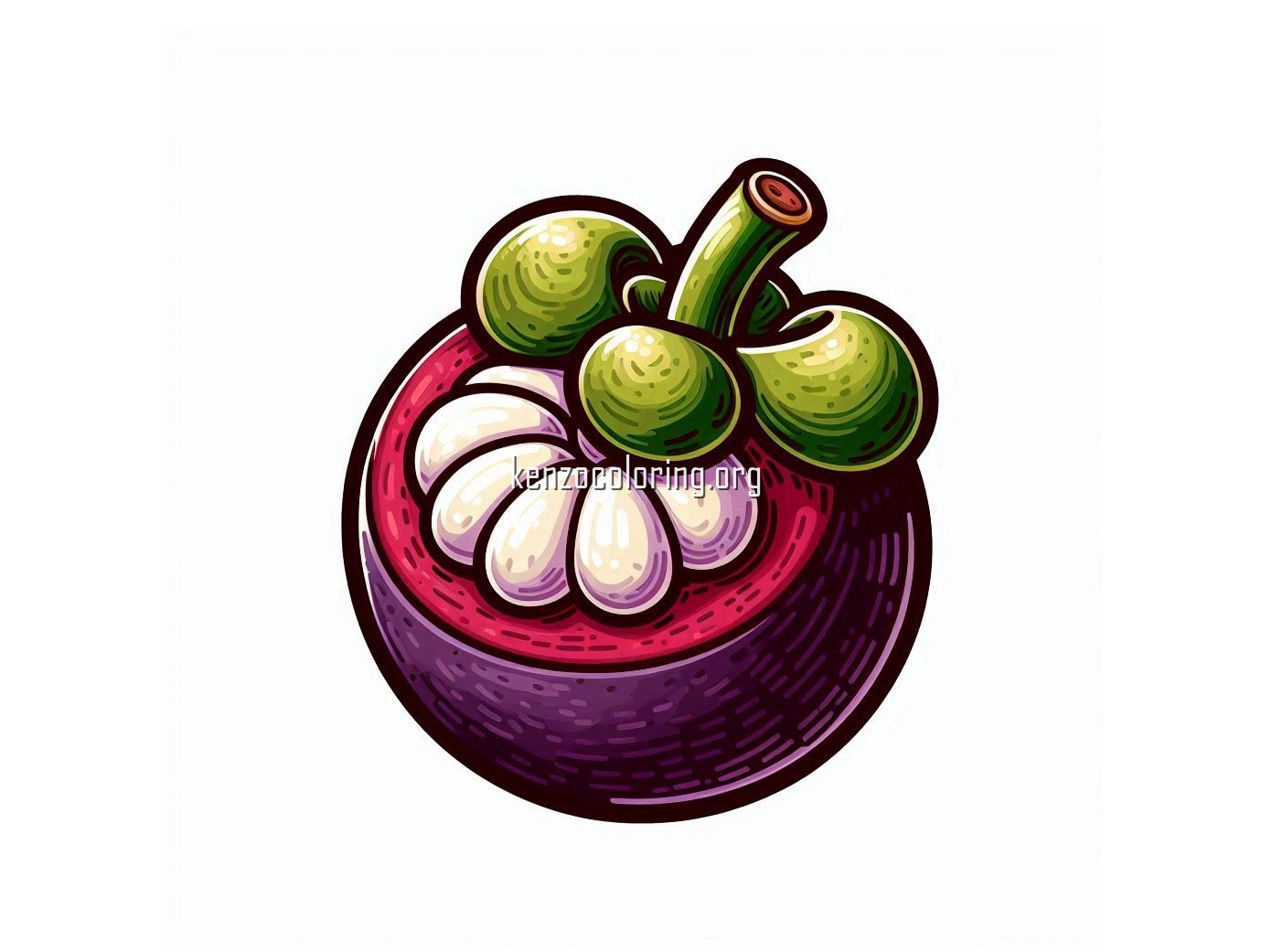Sweet Purple Fruit, Mangosteen Coloring Page