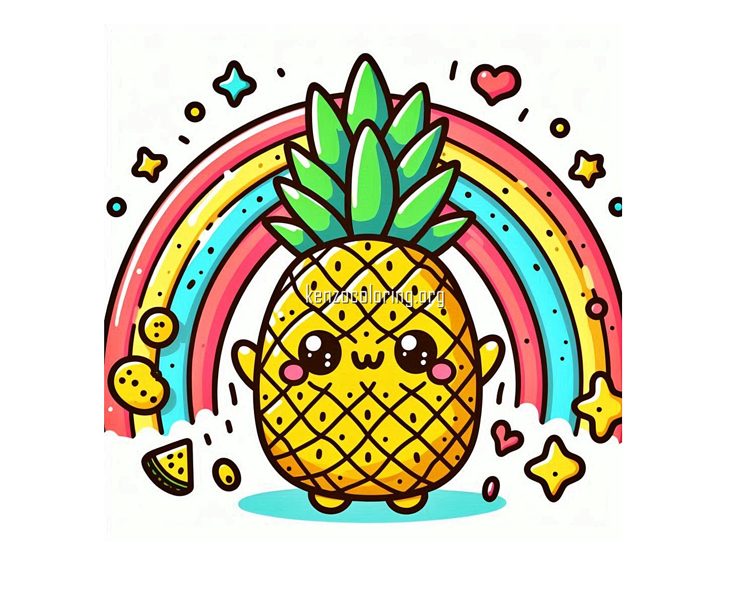 Fresh Tropical Fruit, Pineapple Coloring Page 3 image a pineapple coloring