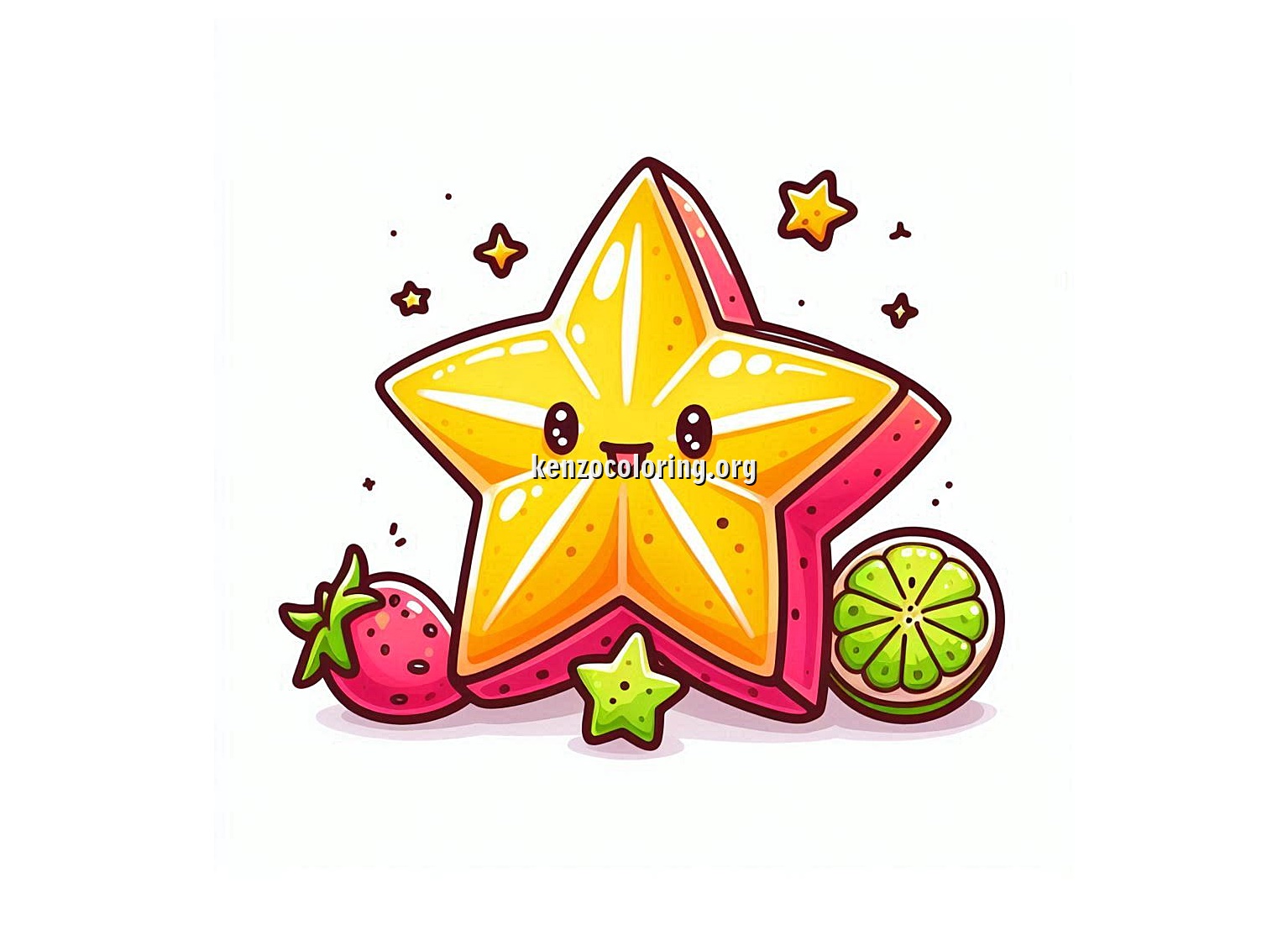Unique Tropical Fruit, Star Fruit Coloring Page