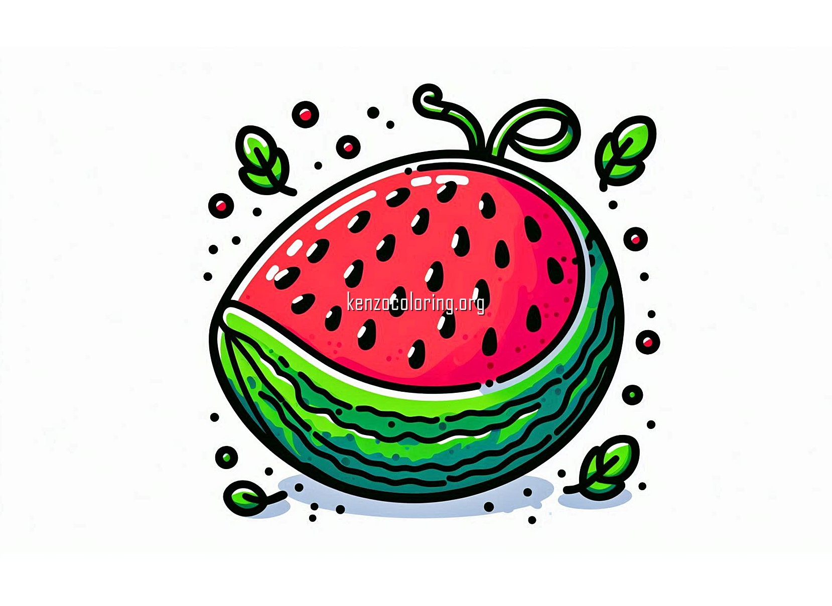 Fresh and Sweet Fruit, Watermelon Coloring Page