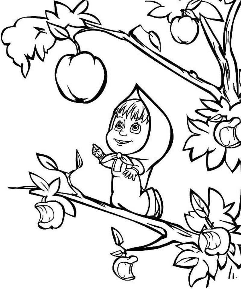 Cheerful and Energetic Masha Coloring Page 2 Masha Coloring Page
