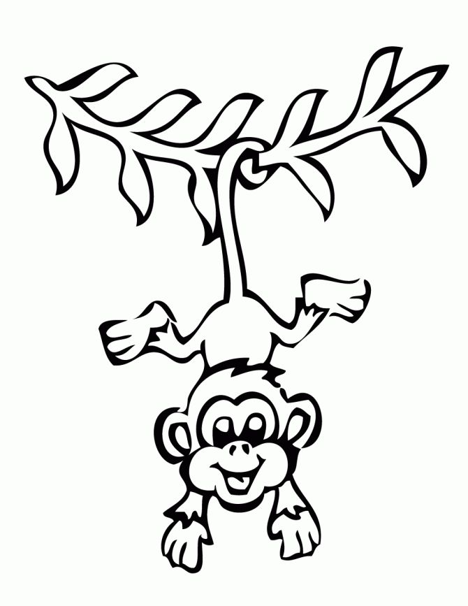 Monkey Playing in The Tree Coloring Page 2 monkey playing in the tree coloring page