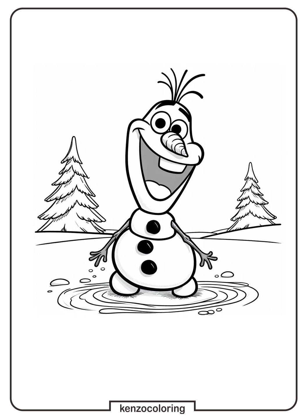 Cheerful Olaf Coloring Page 3 olafs frozen coloring page - kenzocoloring.org