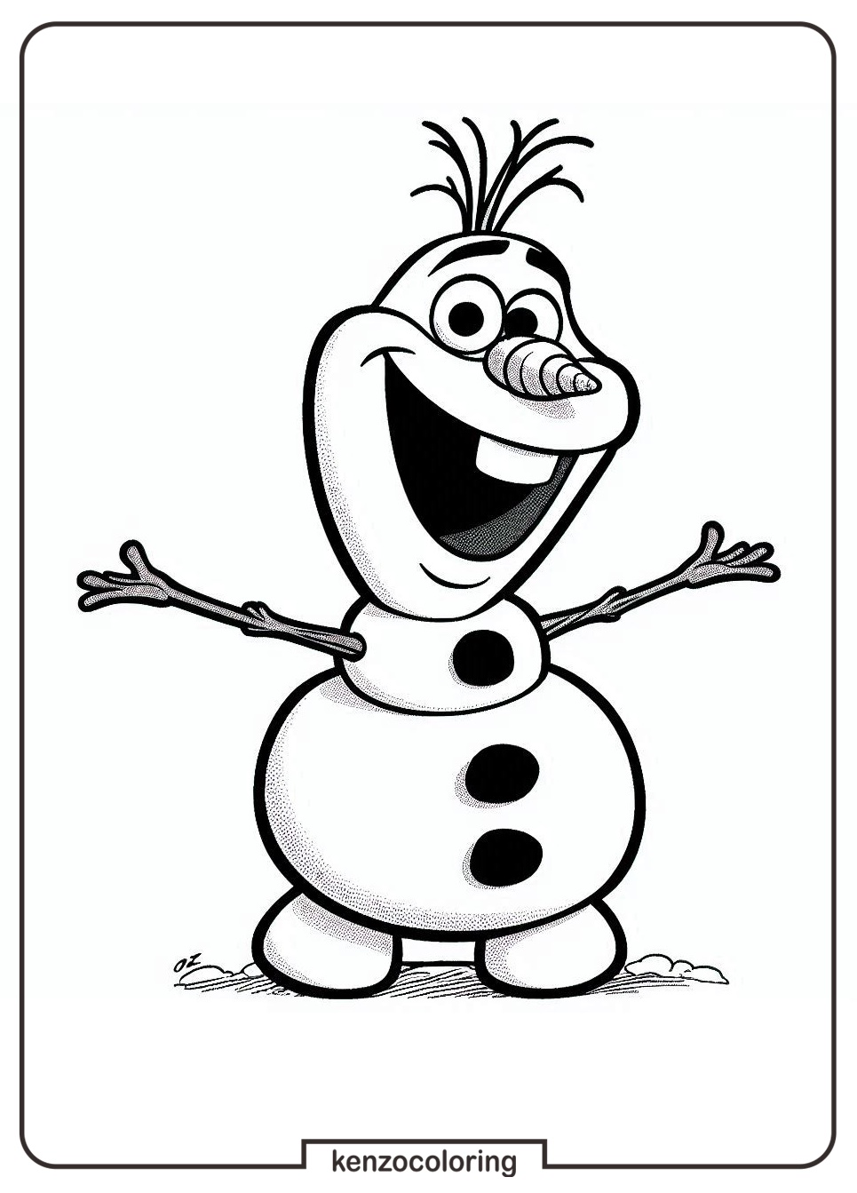Cheerful Olaf Coloring Page 4 olafs frozen coloring pages - kenzocoloring.org
