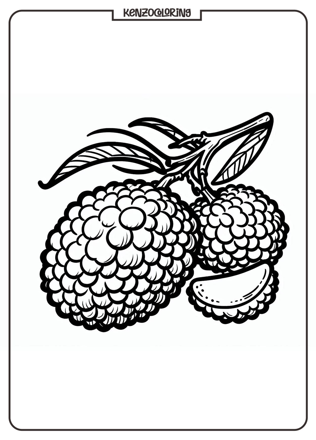 Small Delicious Fruit, Lychee Coloring Page 2 online lychee picture for coloring print