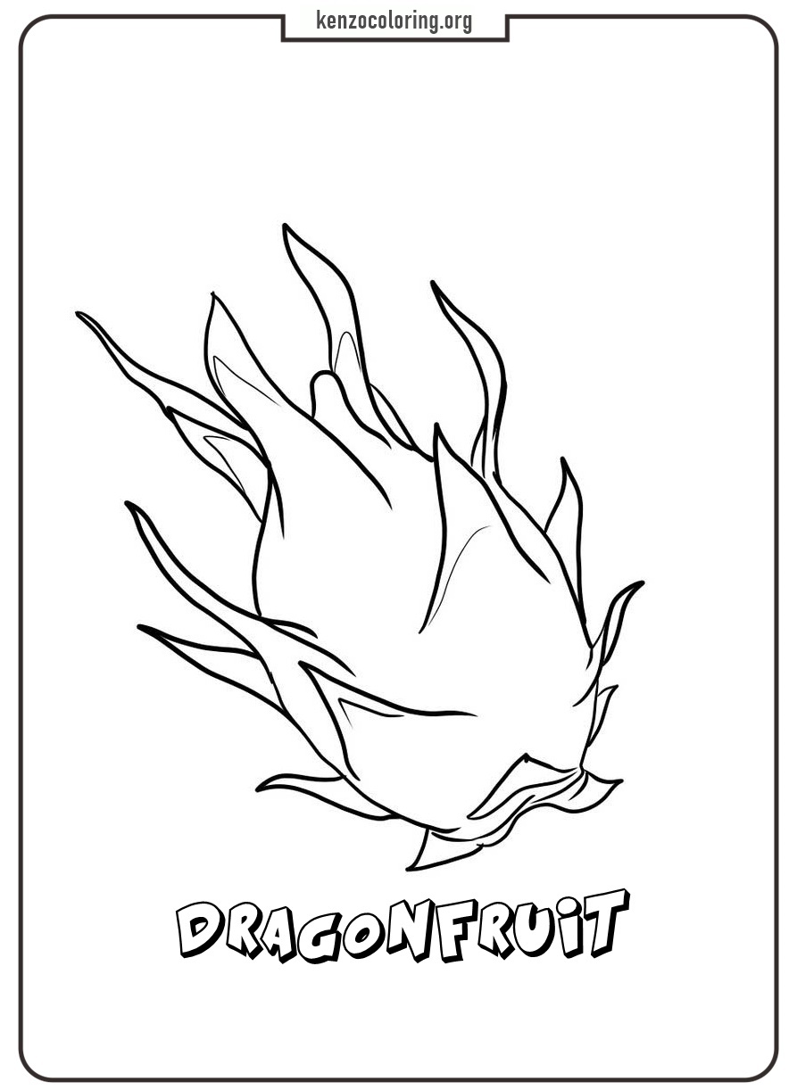 Colorful Exotic Fruits, Dragon Fruit Coloring Page 3 online of dragon fruit coloring