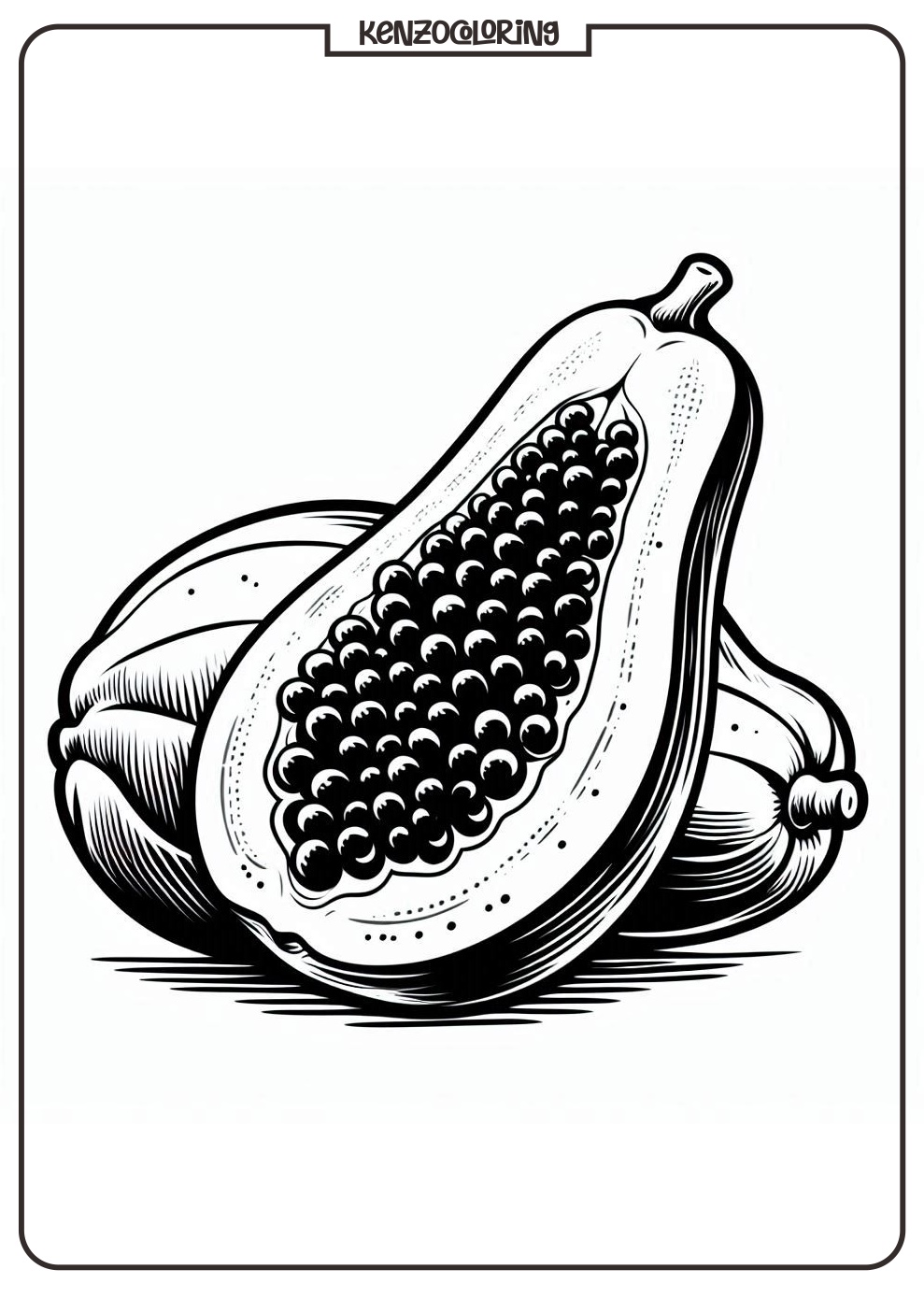 Nutritious Tropical Fruit, Papaya Coloring Page 2 papaya fruit coloring page