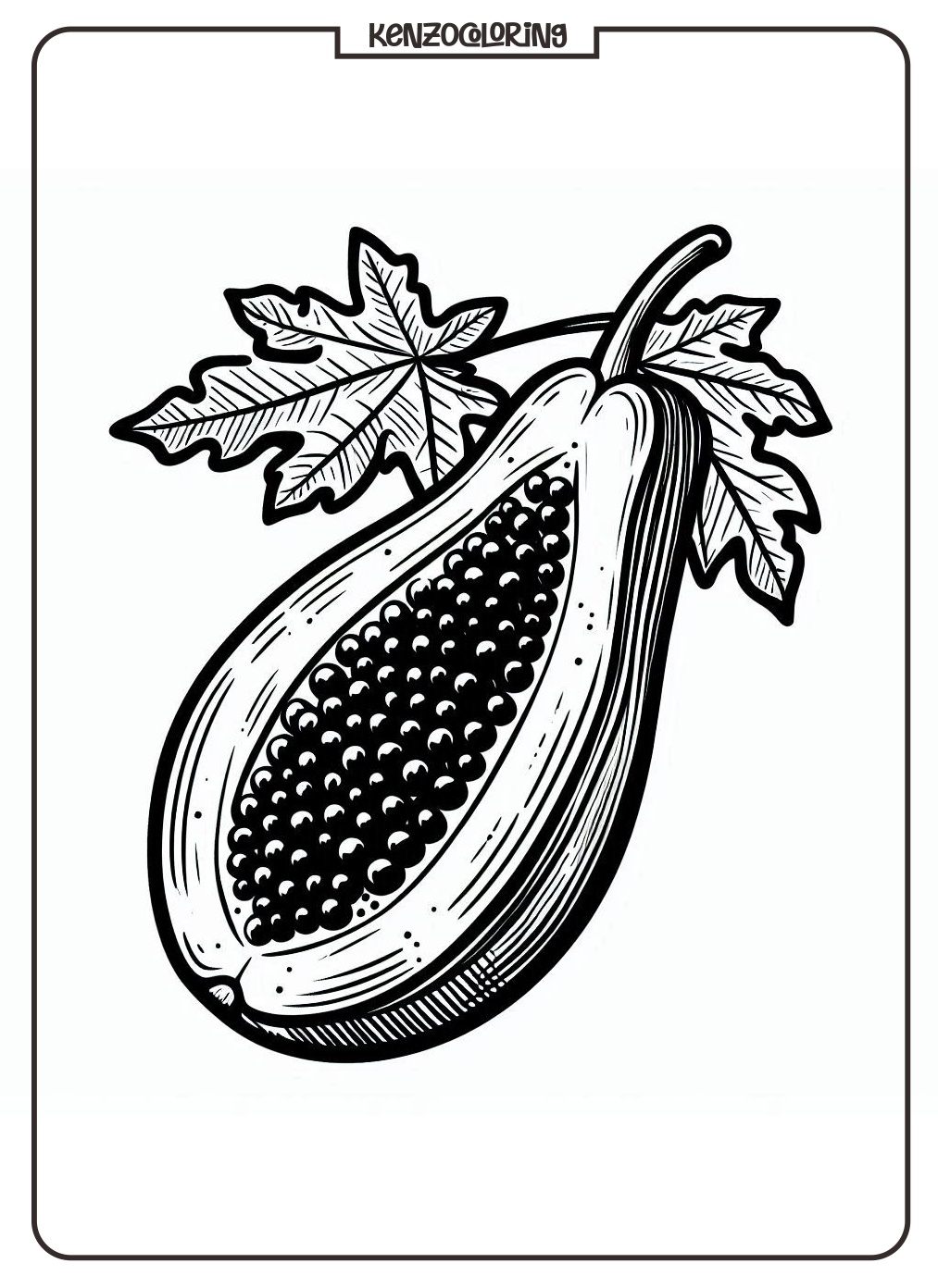 Nutritious Tropical Fruit, Papaya Coloring Page 3 papaya fruit coloring pages