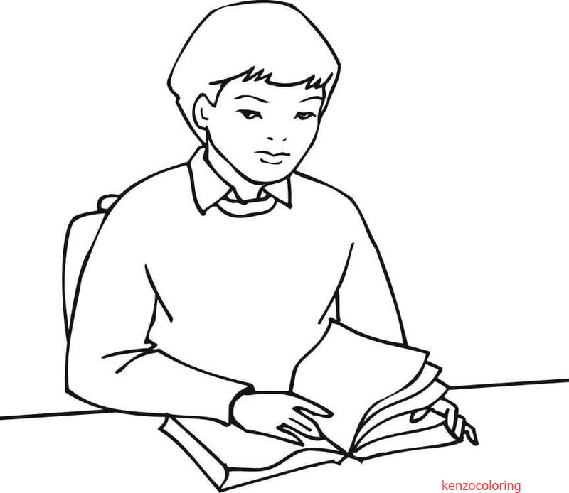 People are Reading Books Coloring Page 2 people are reading books