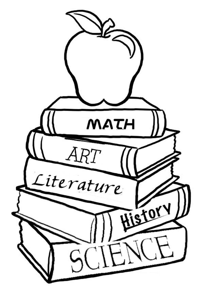 Stack of Books Coloring Page 1 stack of books coloring pages