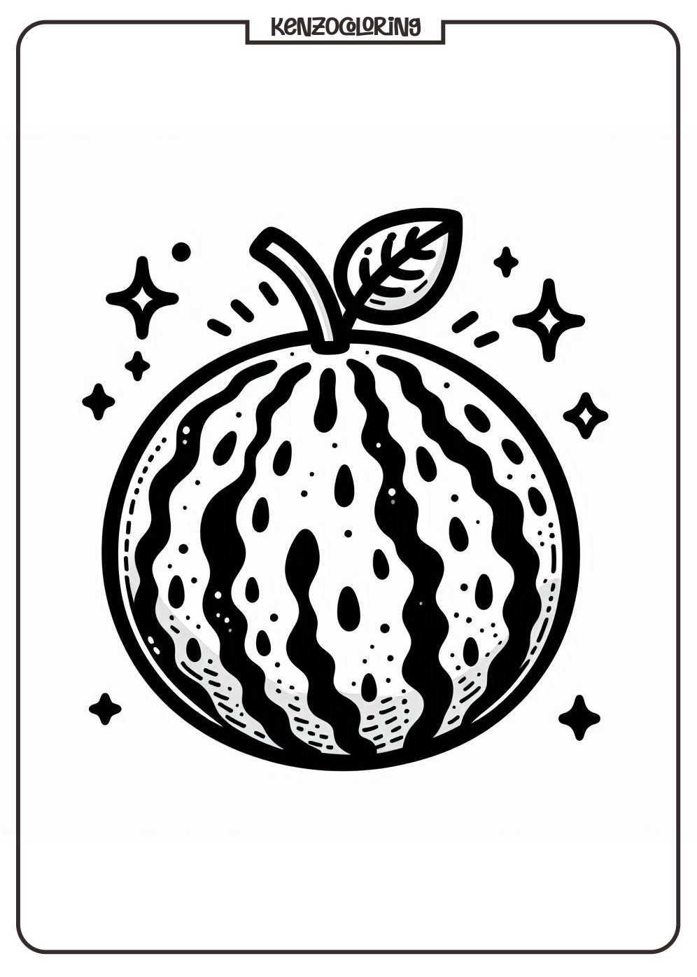 Fresh and Sweet Fruit, Watermelon Coloring Page 4 watermelon fruit coloring page for kids