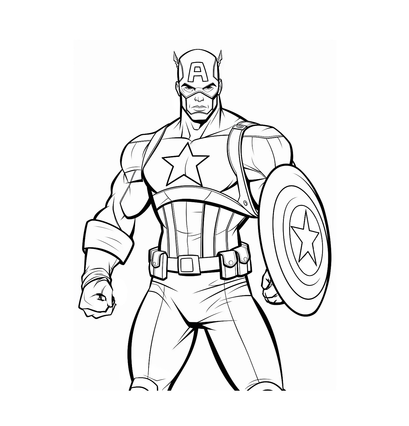 Iconic Hero Captain America with Shield Coloring Page 5 Avengers Coloring page Captain America